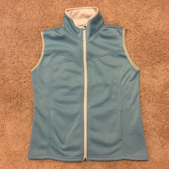 Retro Ice Blue Poly-Flex High Collar Zip Up Vest - Picture 13 of 16